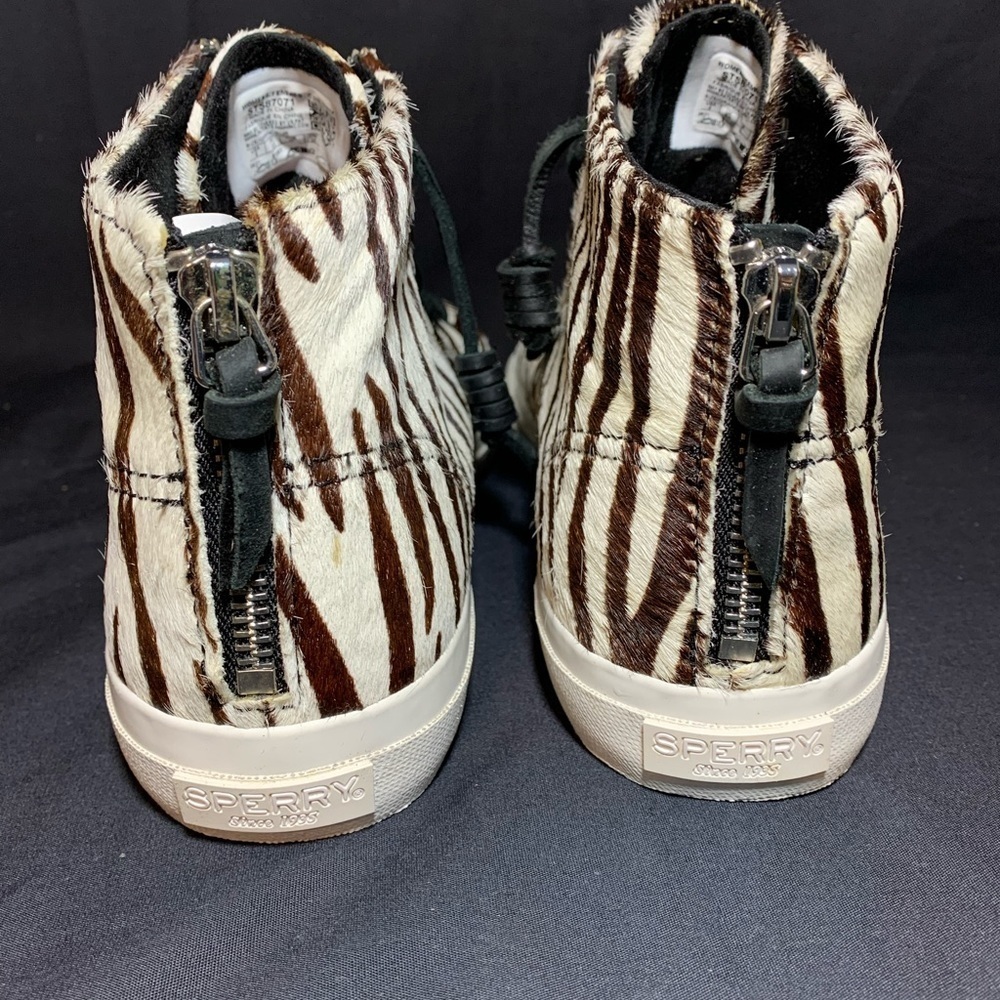 Sperry x Rebecca Minkoff High-Top Sneakers Athletic Zebra Calf hair sz 9 - Picture 5 of 8